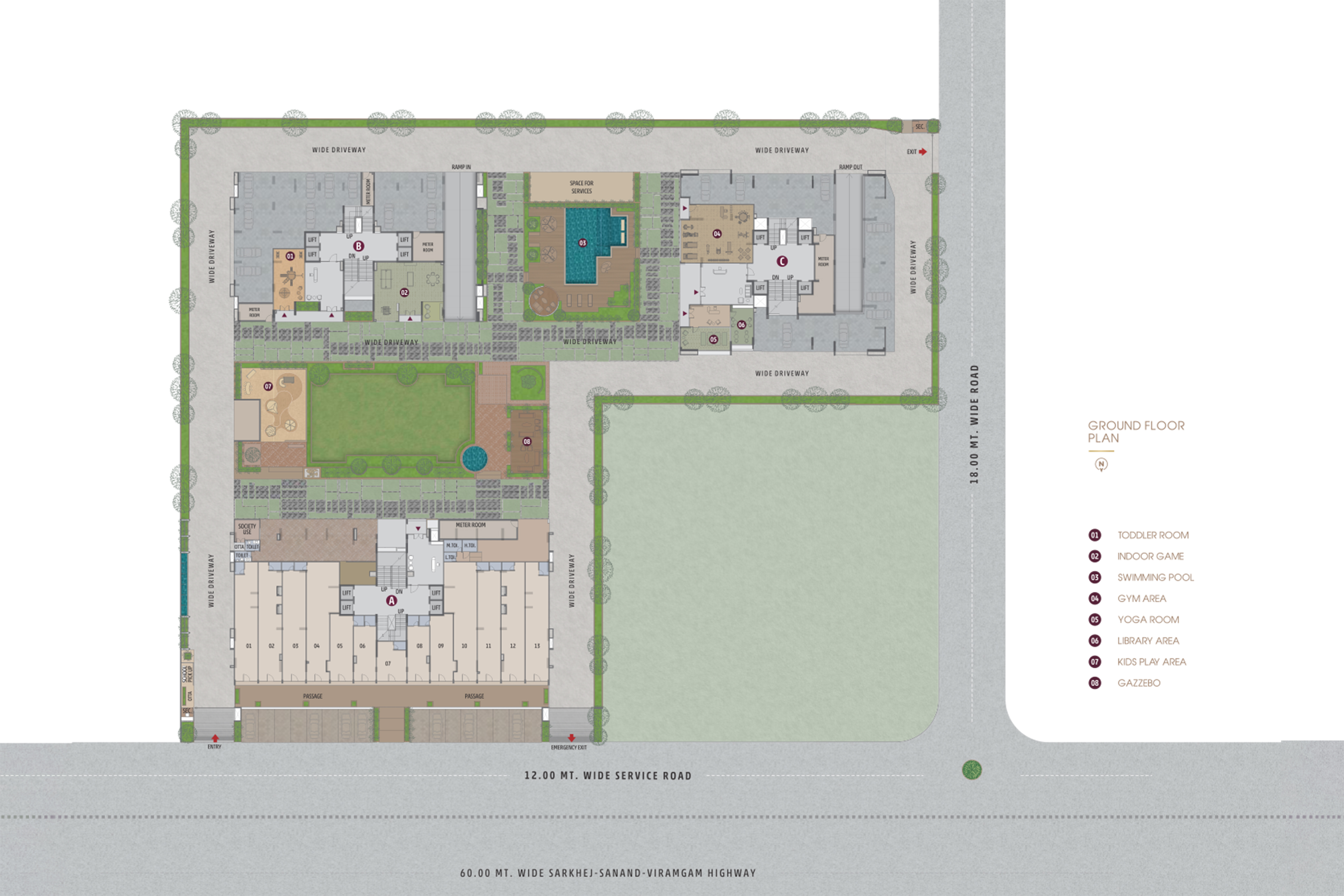 Unit Type A — 3 BHK floor plan