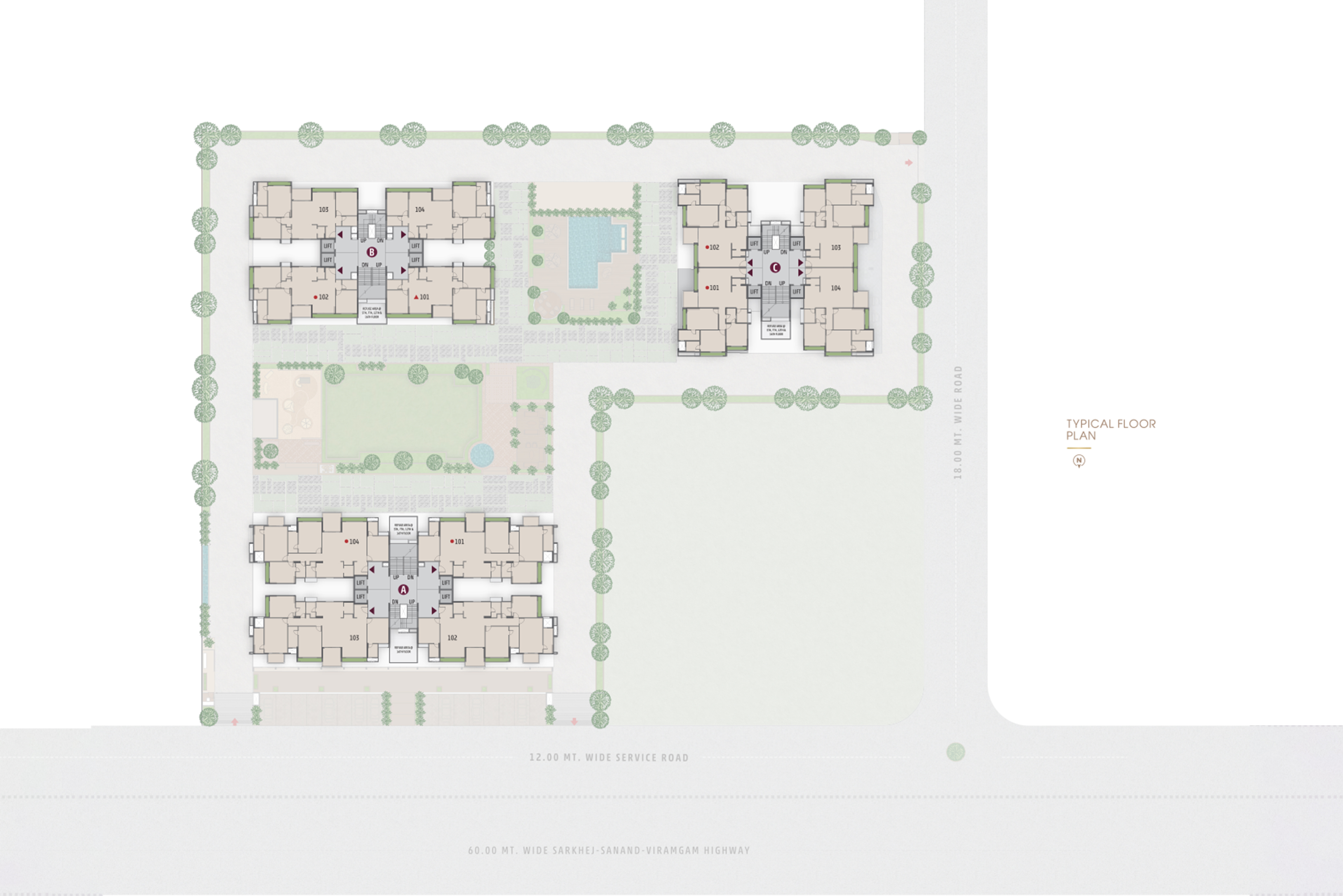 Unit Type B — 3 BHK floor plan